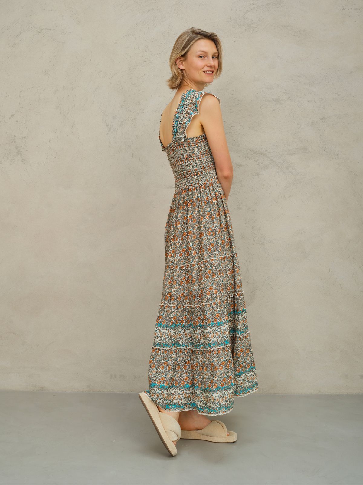 Jaci  Print Sundress - Aqua