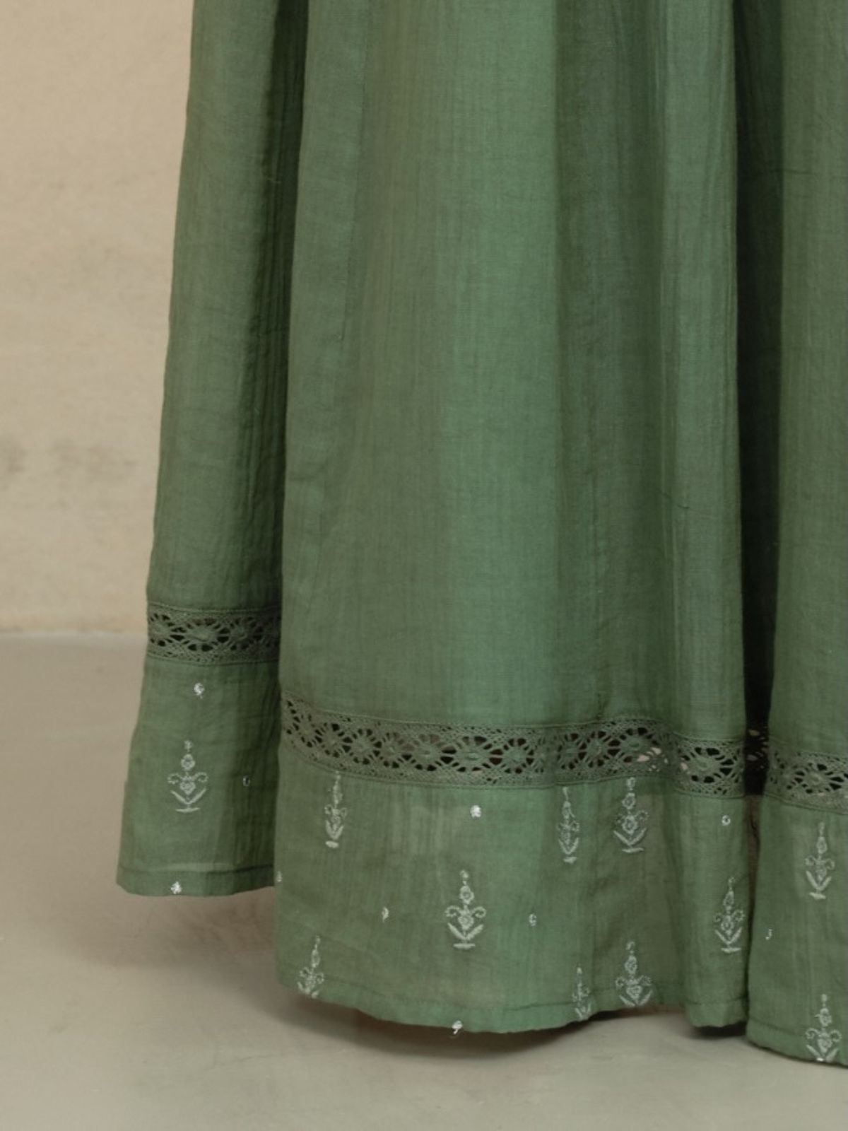 Seri Embroidered Maxi Skirt - Green