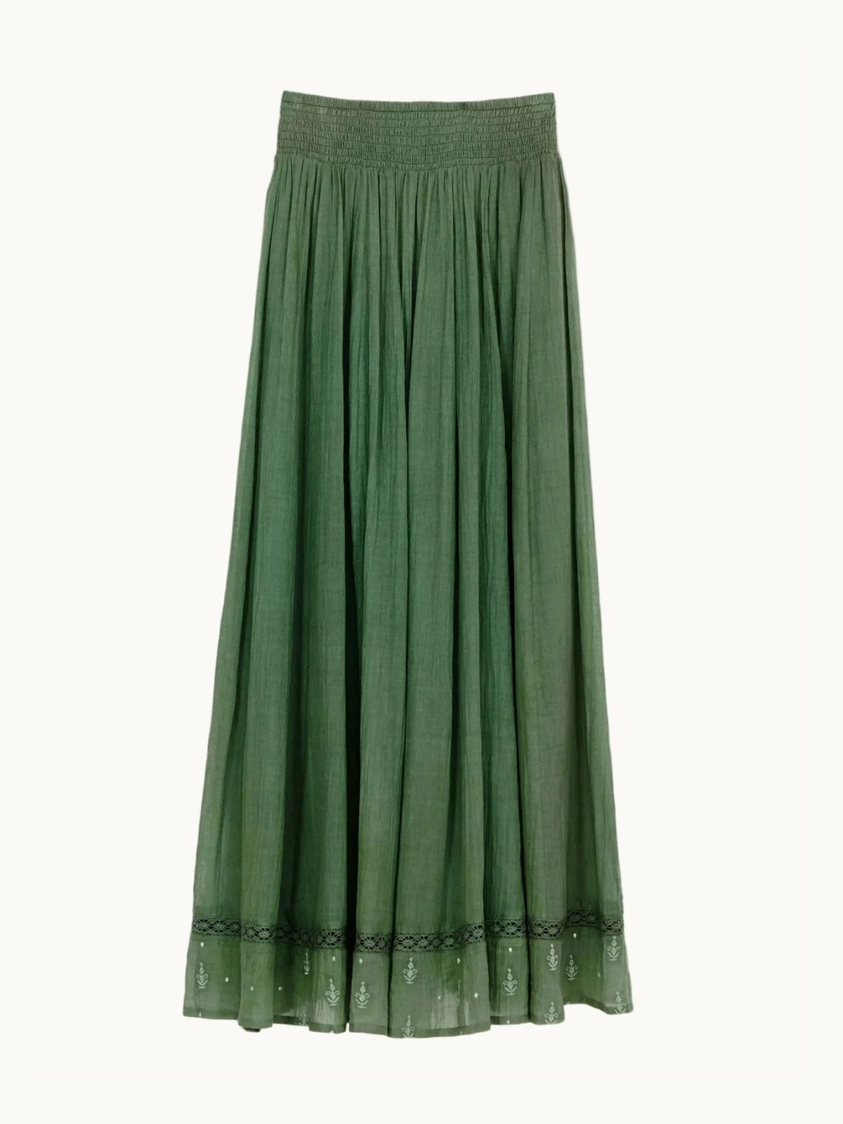 Seri Embroidered Maxi Skirt - Green