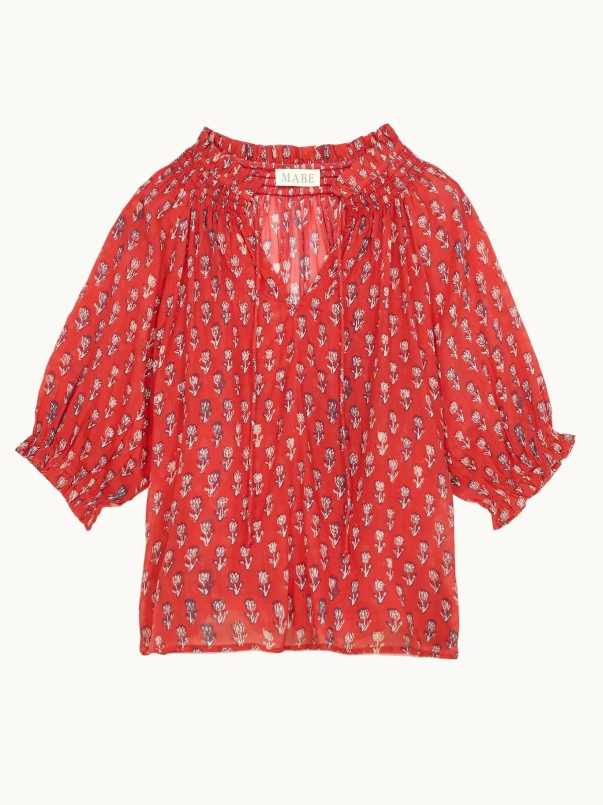 Ari Print Short Sleeve Top - Red