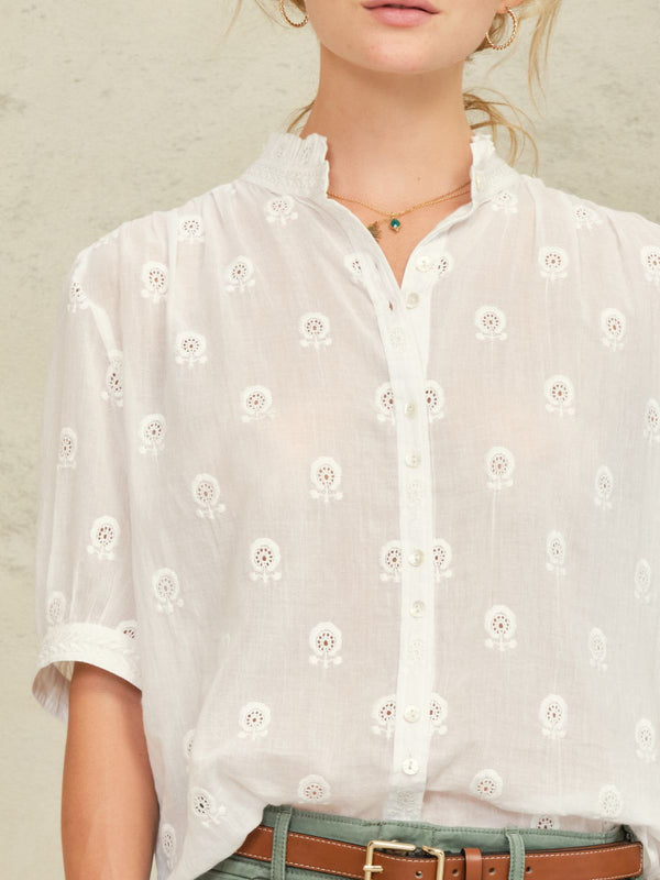 Frani Embroidered Top - White