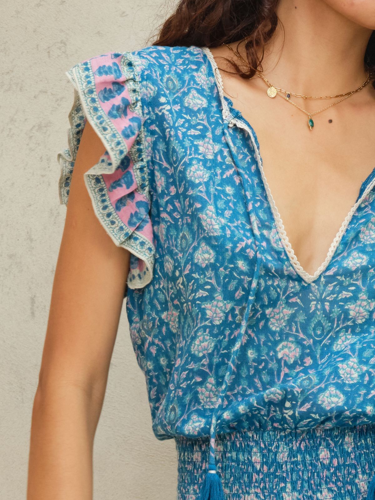 Iris Fashion - M.A.B.E - Myla Print Short Dress - Blue