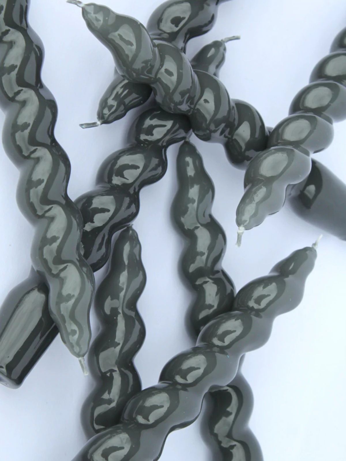 Spiral Taper Candles - Dark Grey