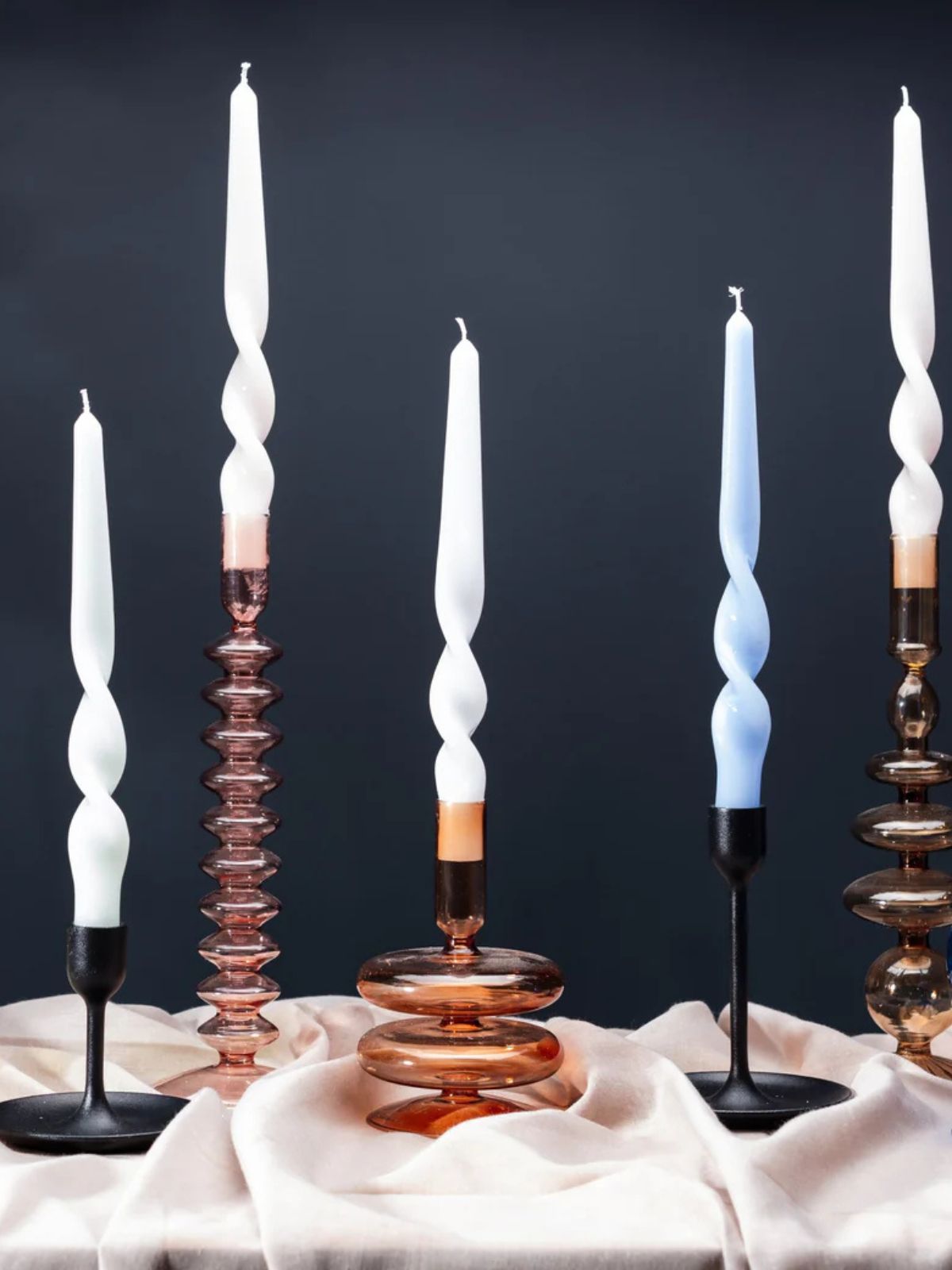 Twist Taper Candle - Ice White