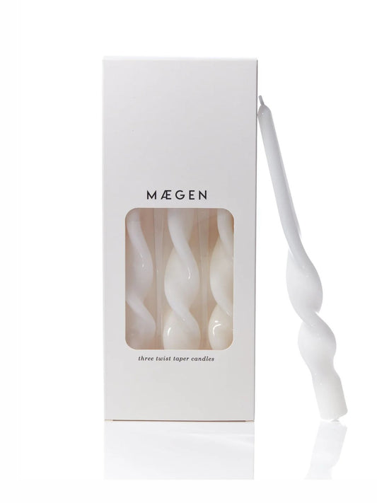 Twist Taper Candle - Ice White