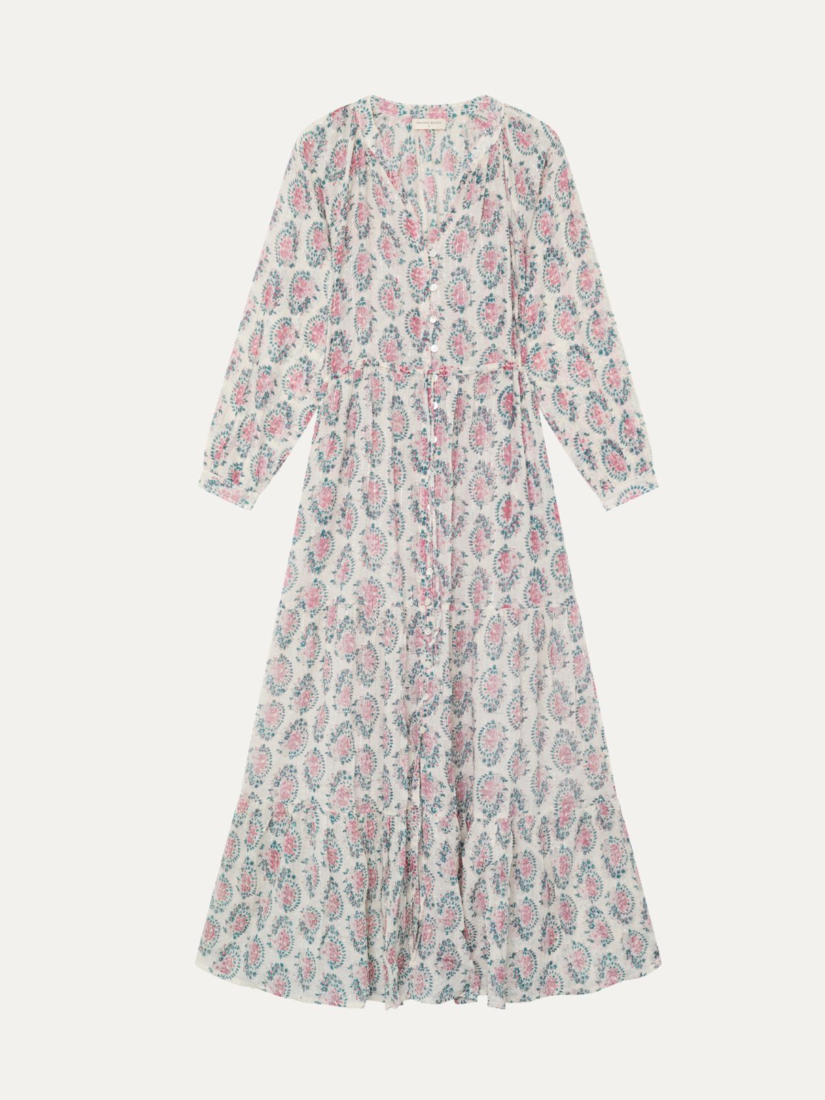 Iris Fashion - MAISON HOTEL - Anne Azalea Print Lurex Dress - Ecru