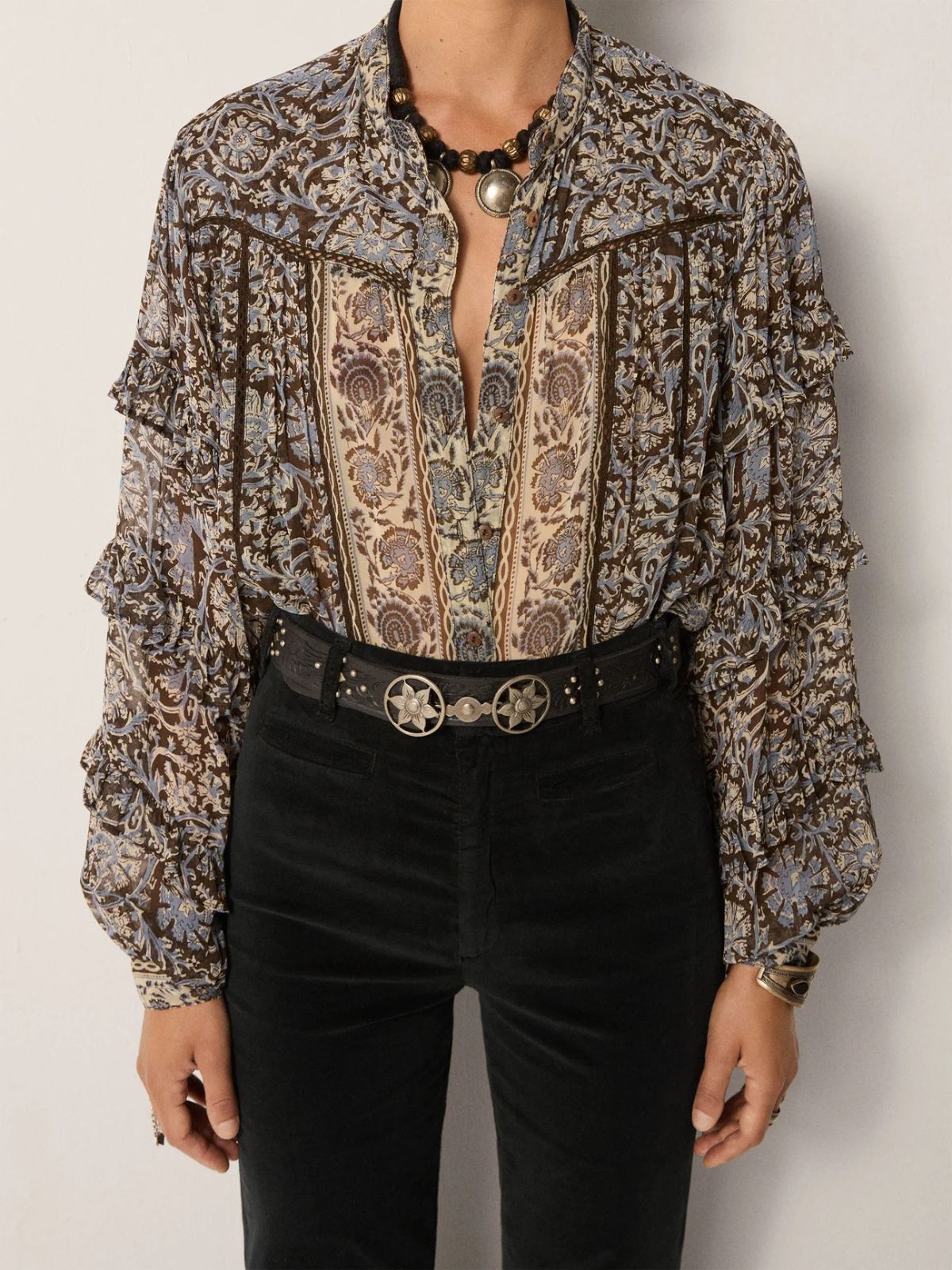 Camilla Ruffle Blouse - Blue