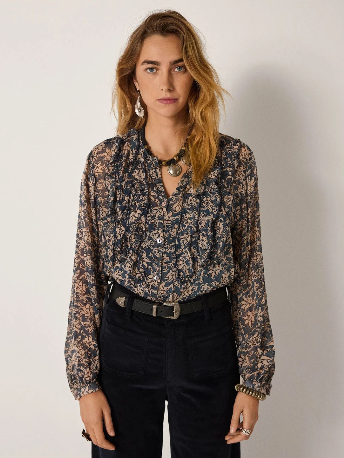 Corina Print Shirt - Teal
