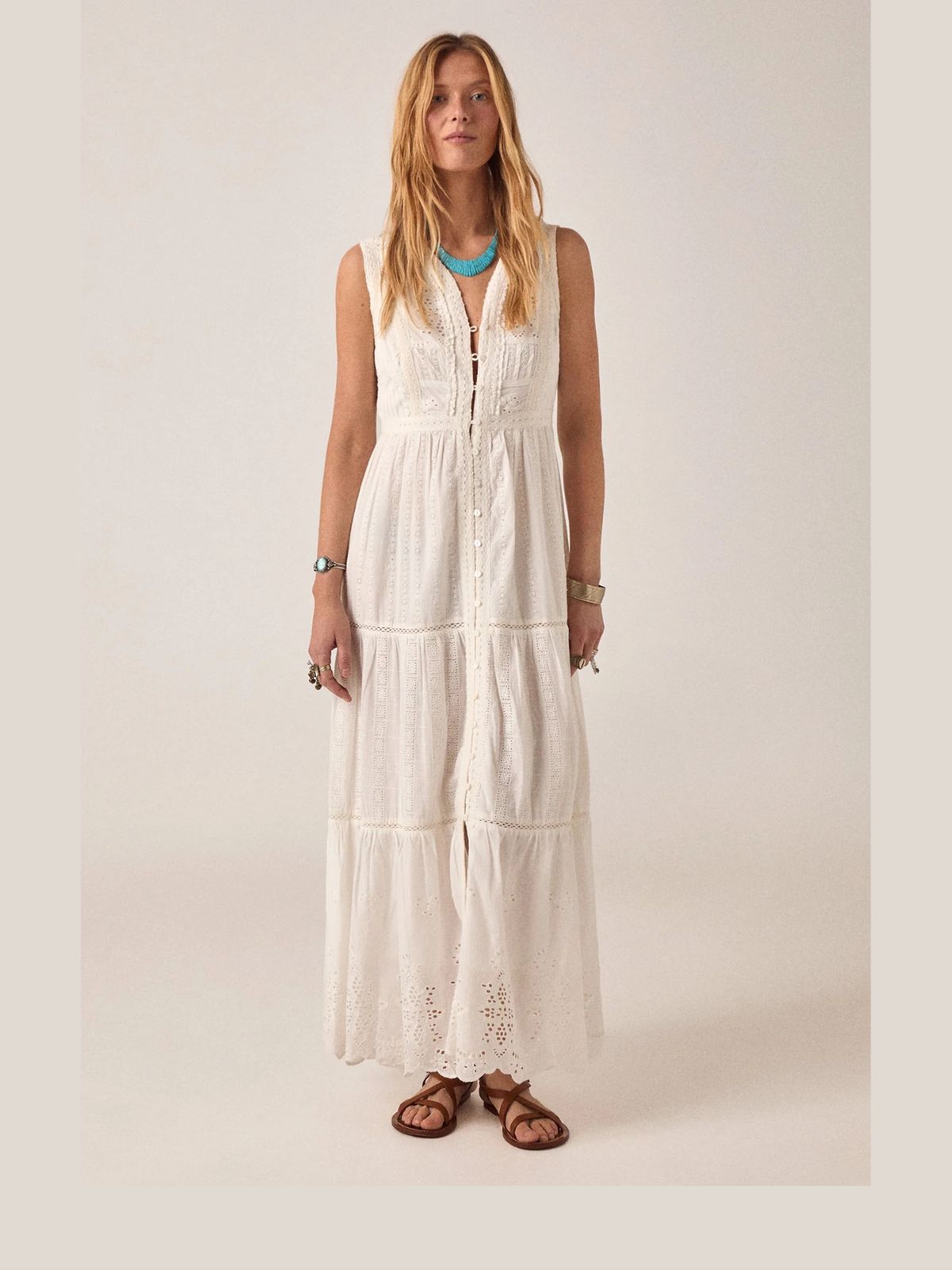 Gino Embroidered Dress - Cream