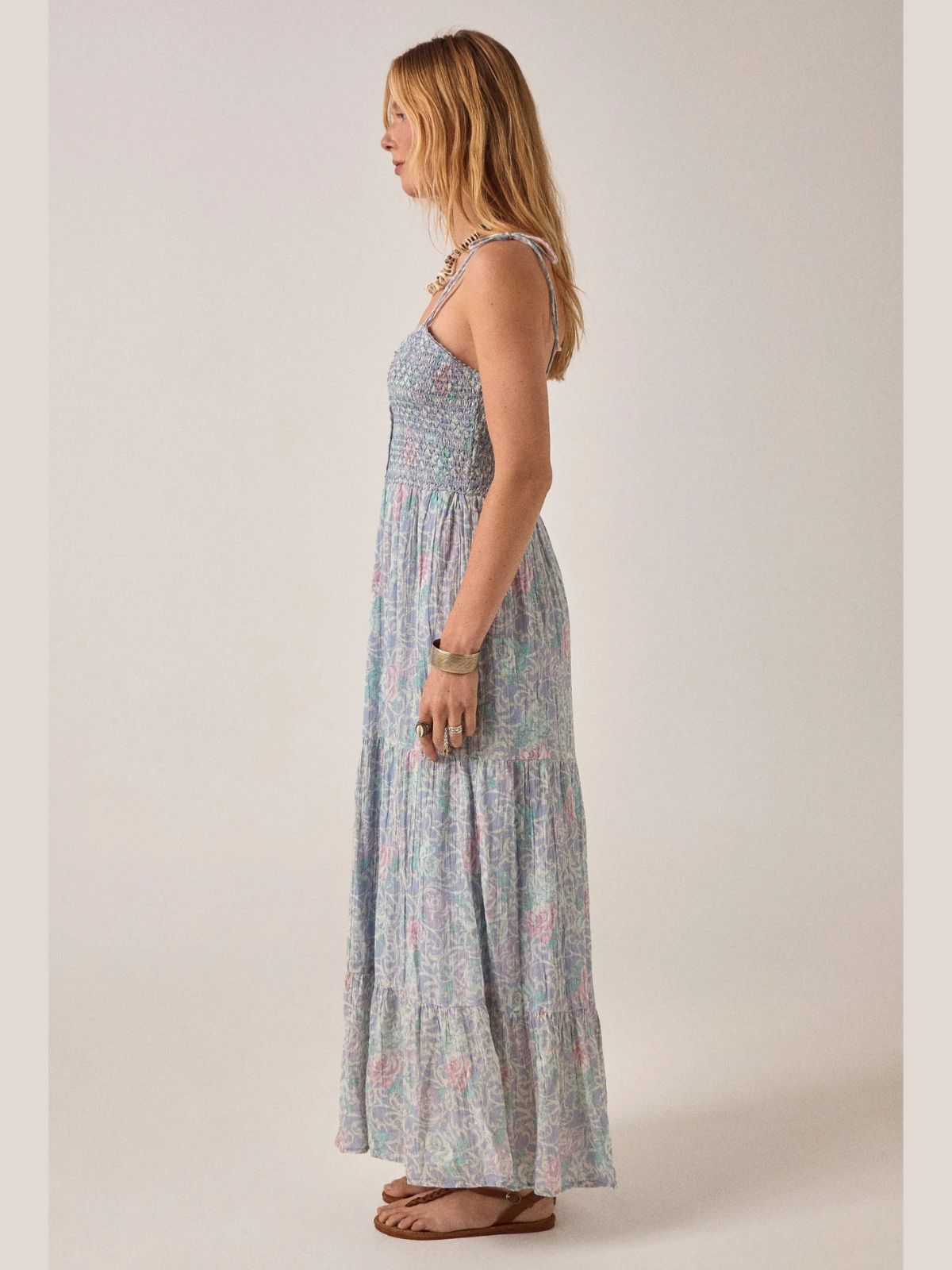 Julie Strapless Print Dress - Light Blue