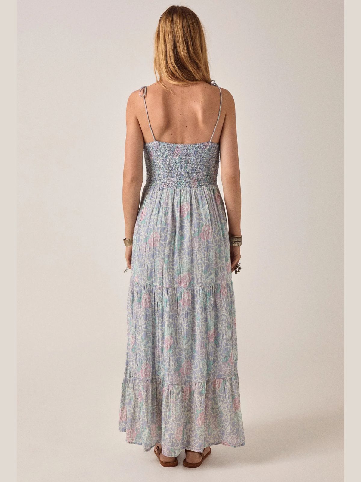 Julie Strapless Print Dress - Light Blue
