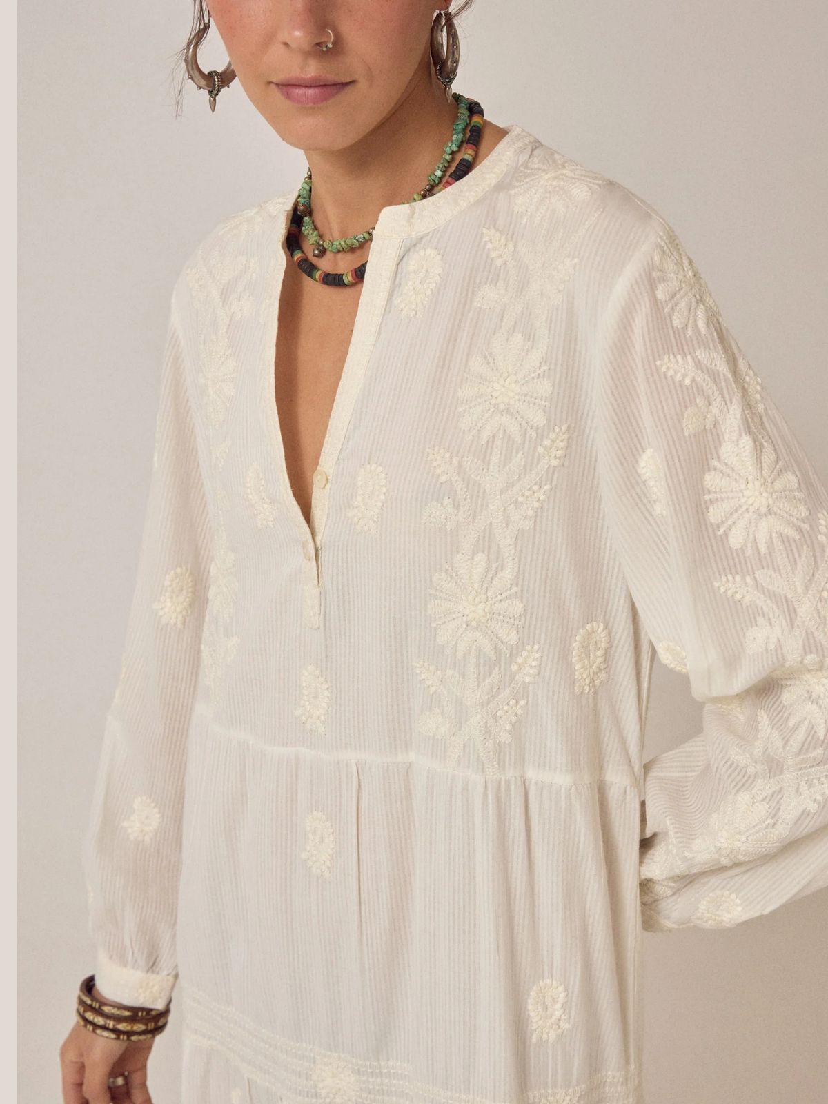 Lala Embroidered Dress - Ecru