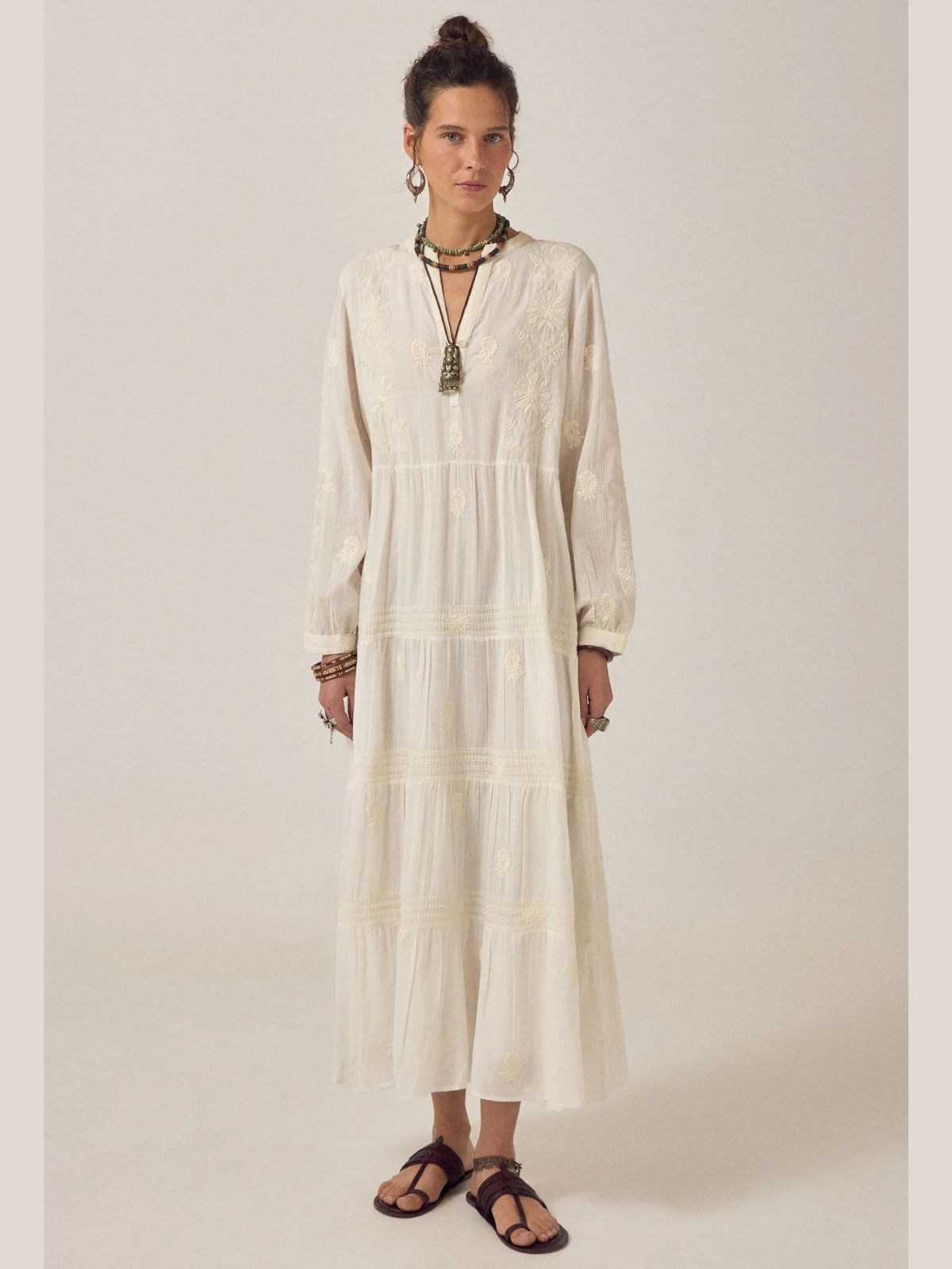 Lala Embroidered Dress - Ecru