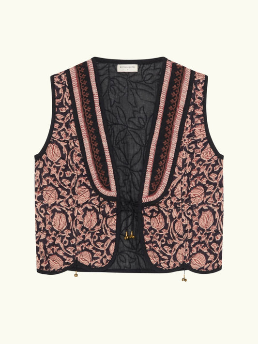 Luna Print Vest - Black