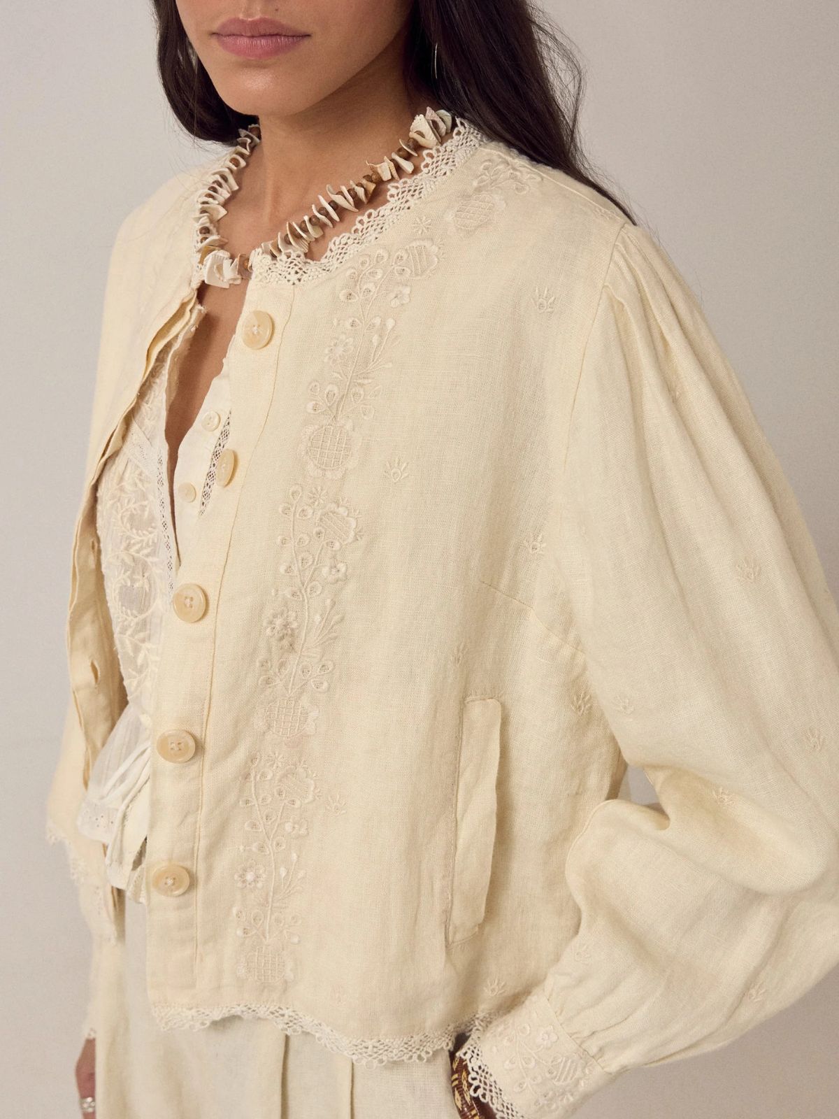 Otelo Linen Jacket - Ivory