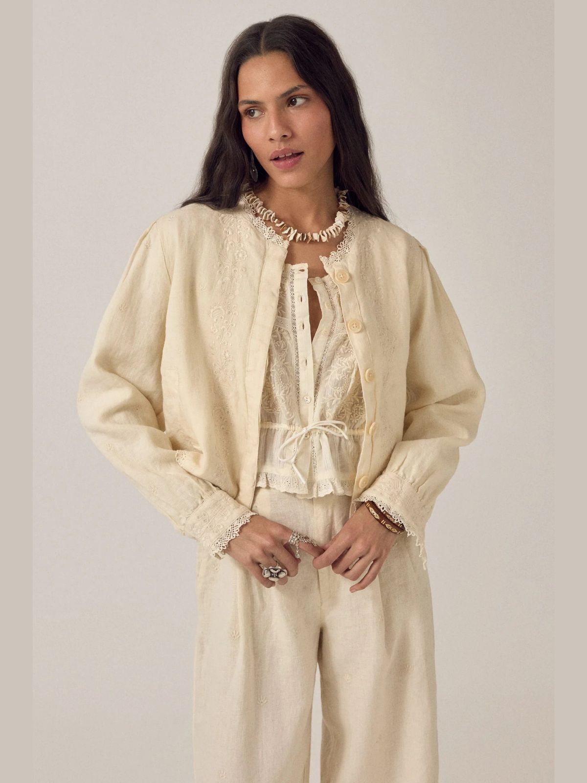 Otelo Linen Jacket - Ivory