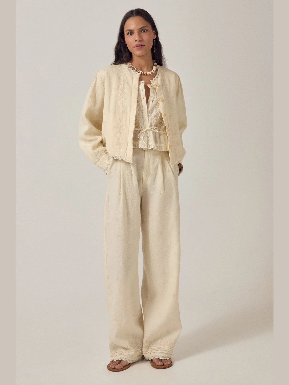 Otelo Linen Jacket - Ivory