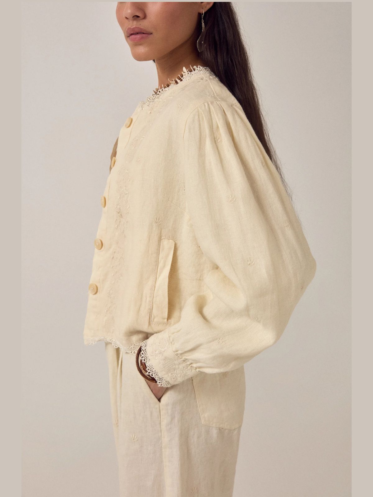 Otelo Linen Jacket - Ivory