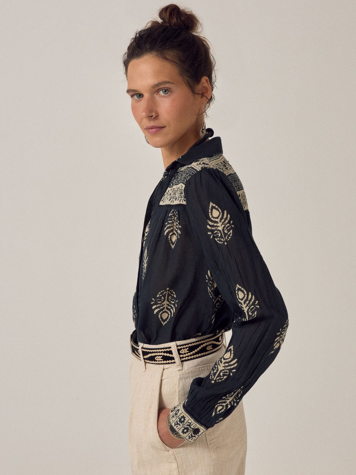 Rani Leaves Top - Black