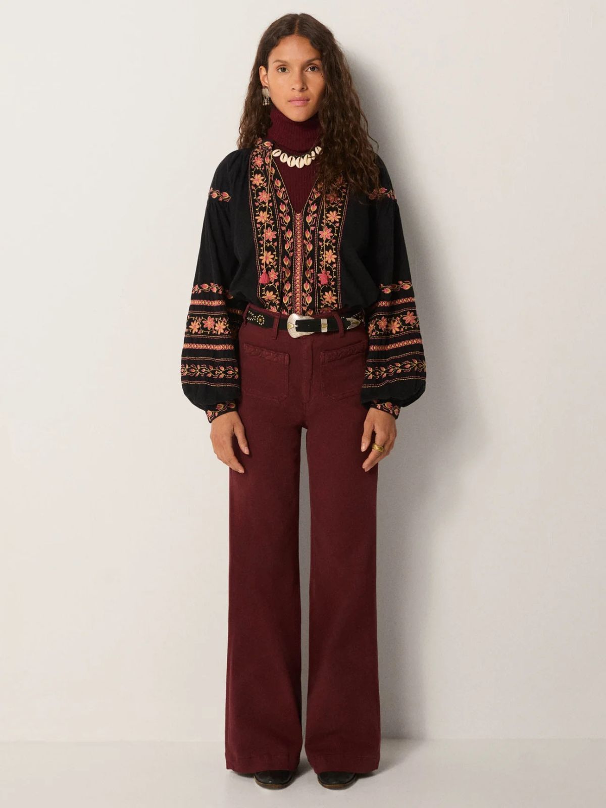 Virginia Embroidered Top - Black