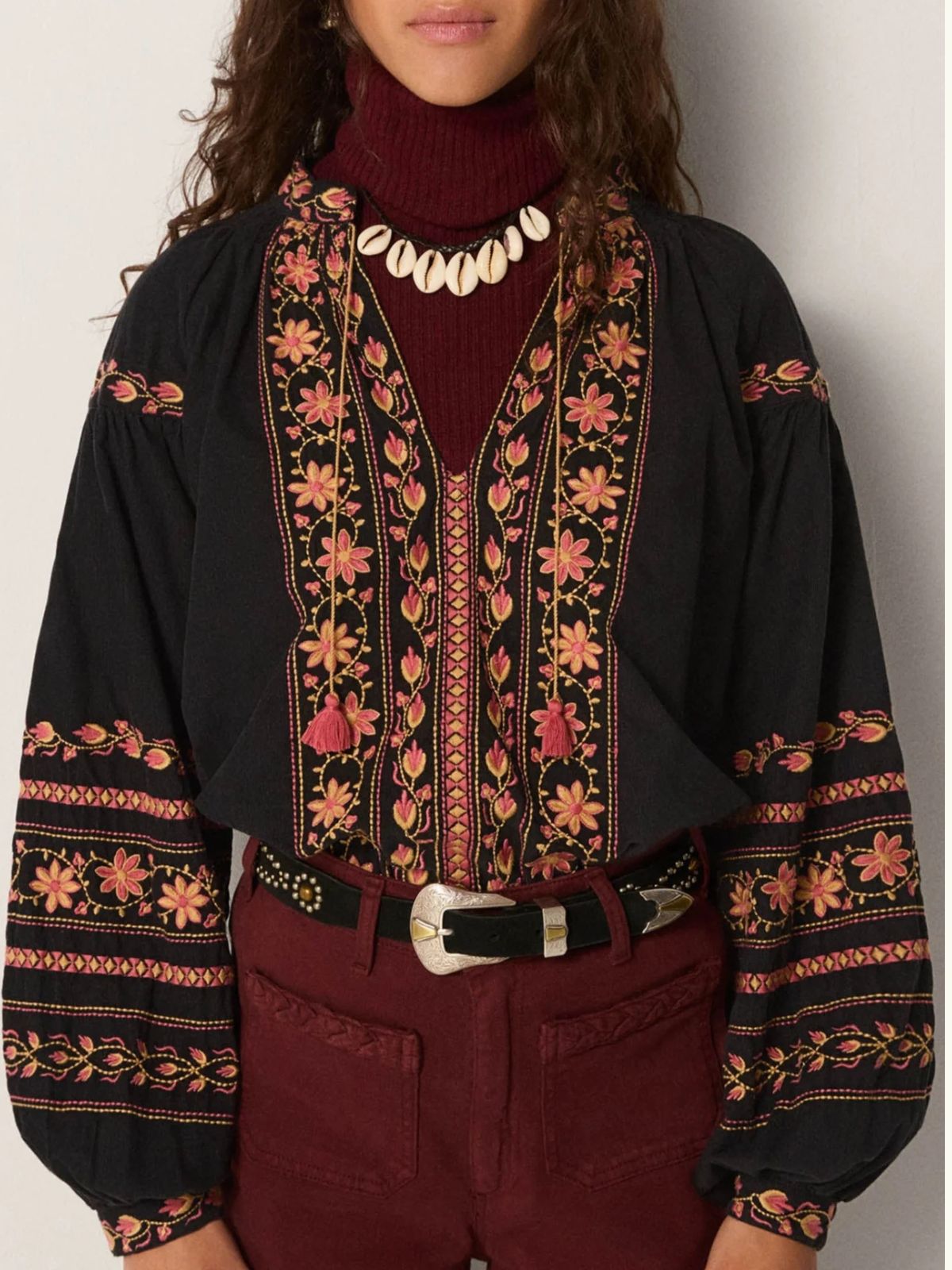 Virginia Embroidered Top - Black