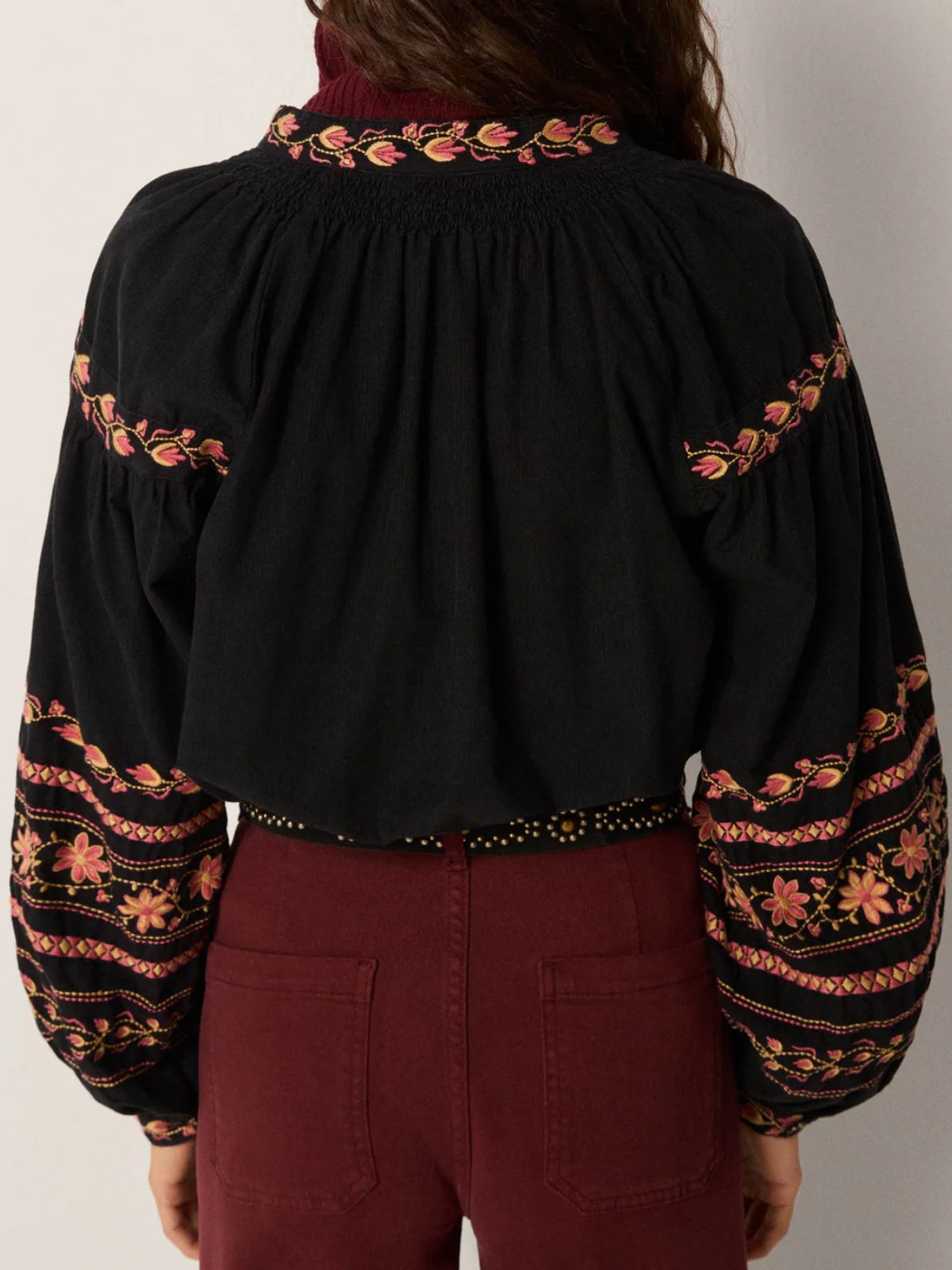 Virginia Embroidered Top - Black