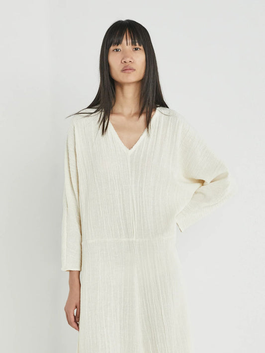 Arbor V-Neck Long Dress - Alabaster