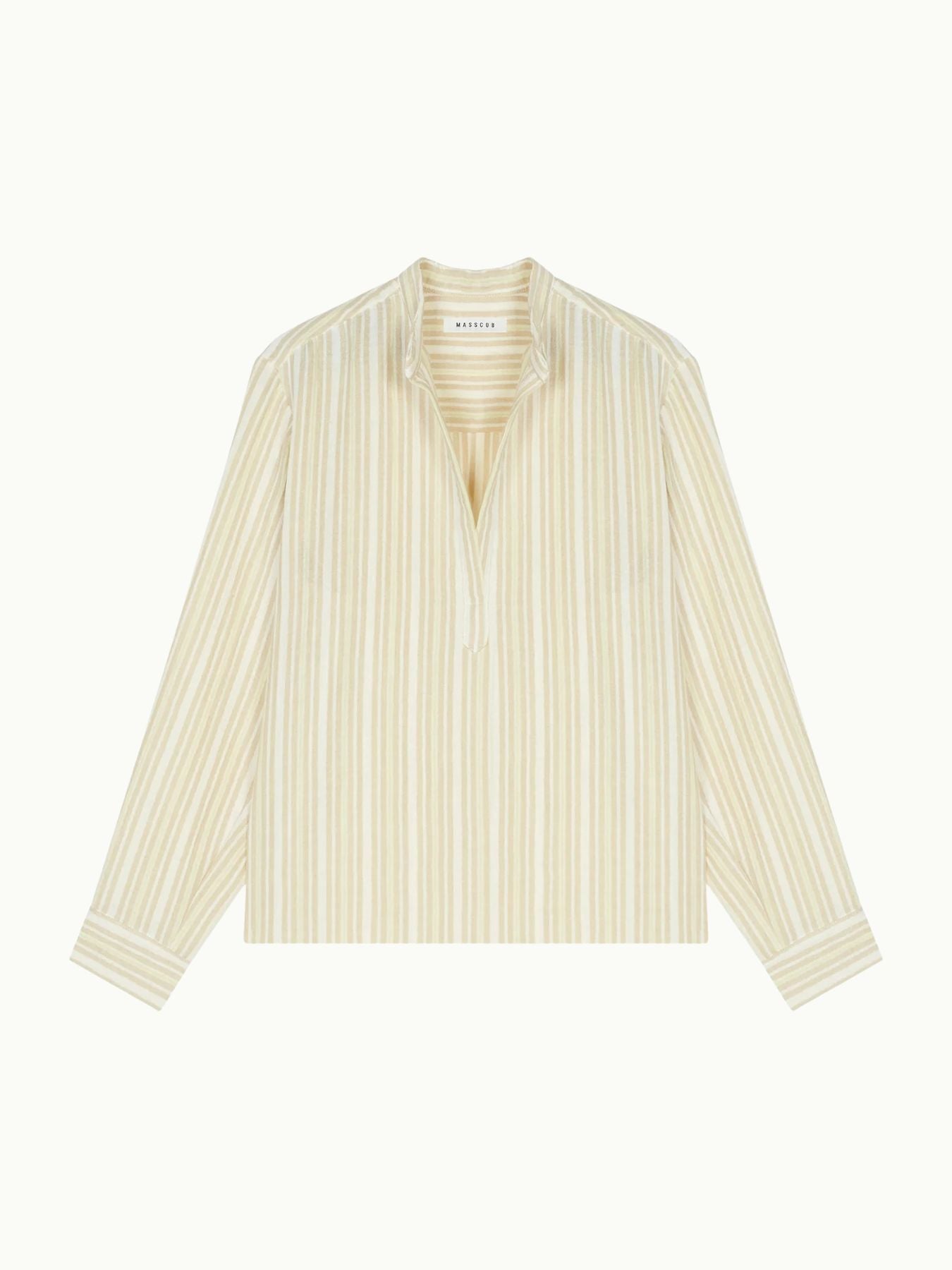 Java Stripe Crinkle Shirt - Cream & Tan