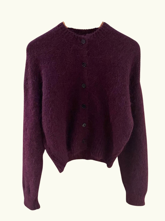 Noella Alpaca Cardigan - Blackcurrant