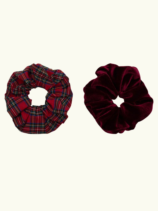 Giant tartan Scrunchies - Red