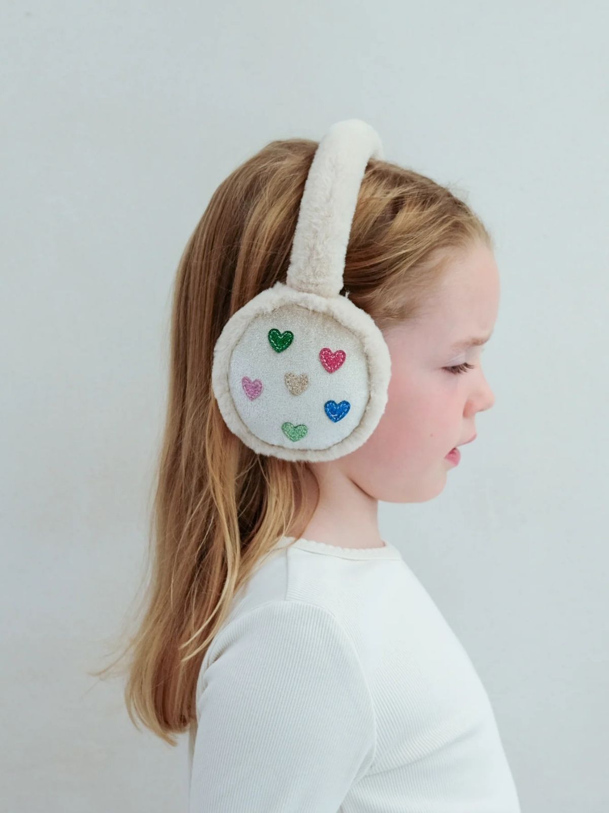 jazzy Heart Earmuffs - Beige