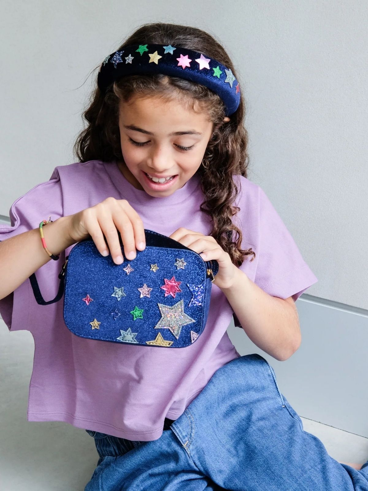 Night sky Velvet Bag - Navy