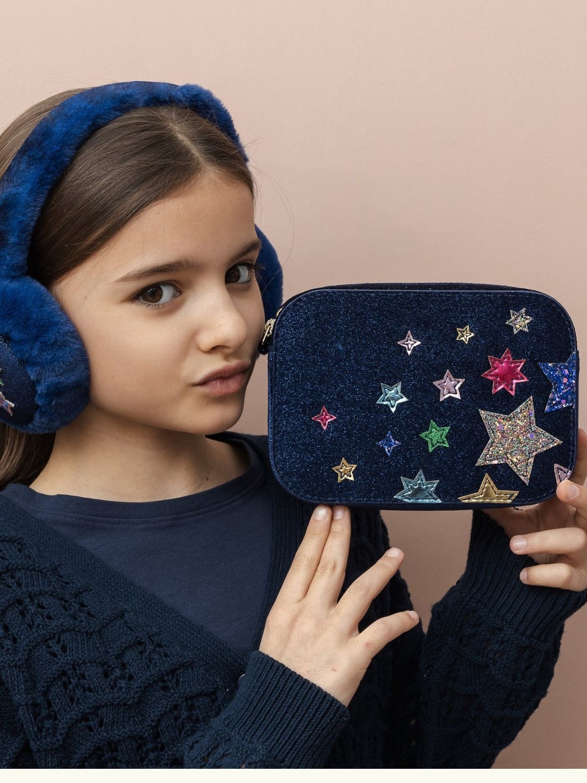 Night sky Velvet Bag - Navy