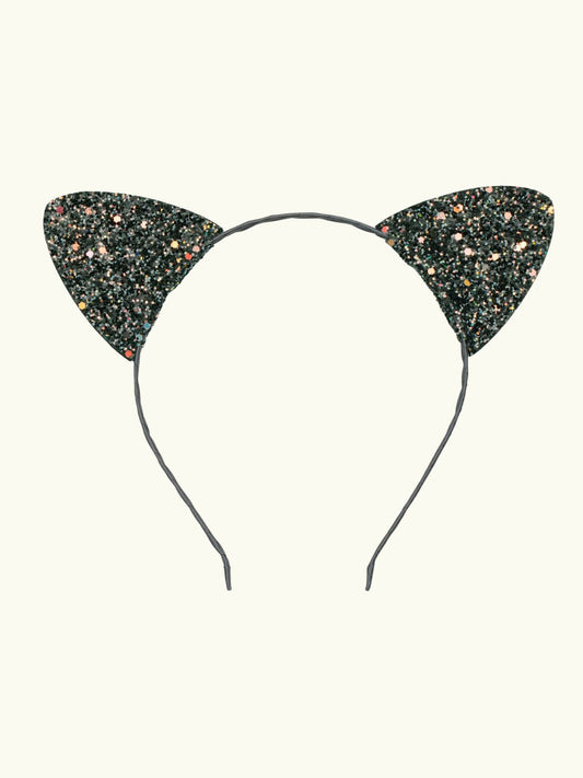 Spooky Glitter Cat Ears - Black