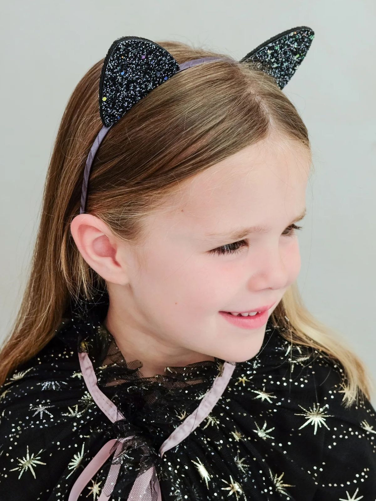 Spooky Glitter Cat Ears - Black