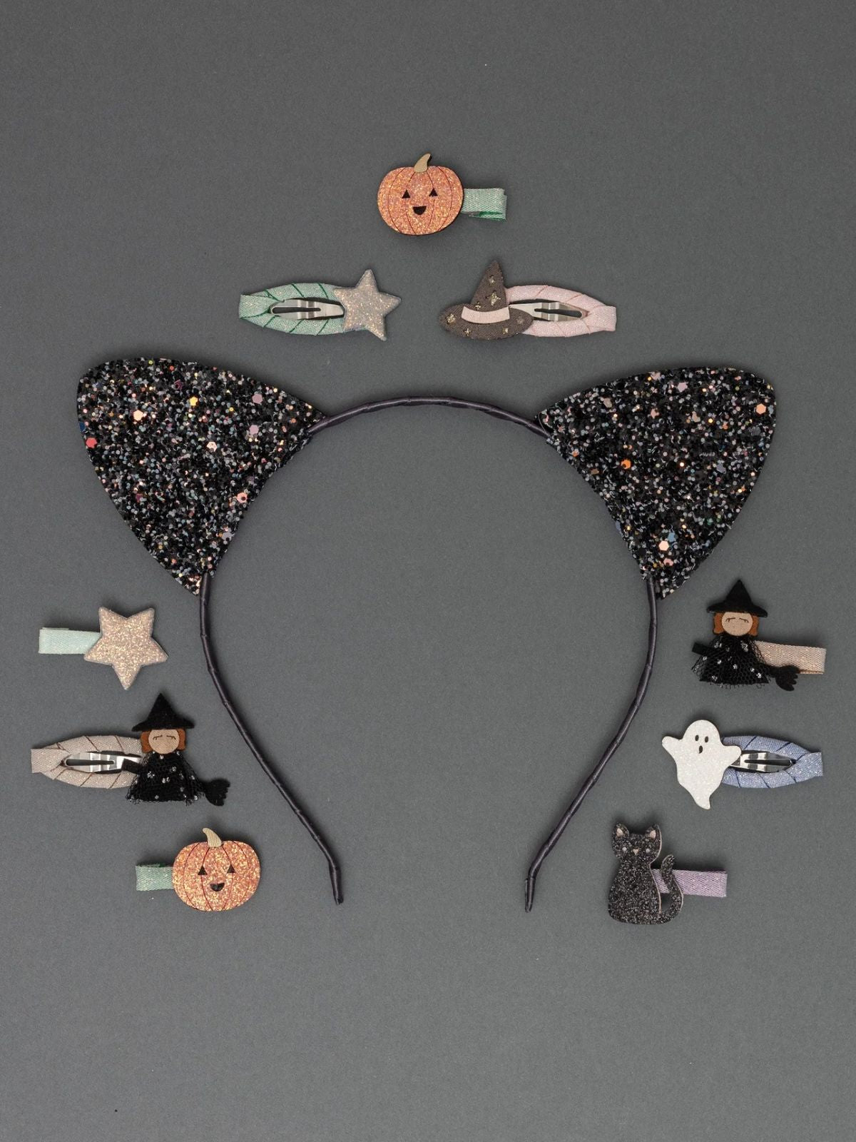 Spooky Glitter Cat Ears - Black