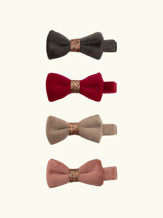 Christmas Velvet Bow Clips - Multi