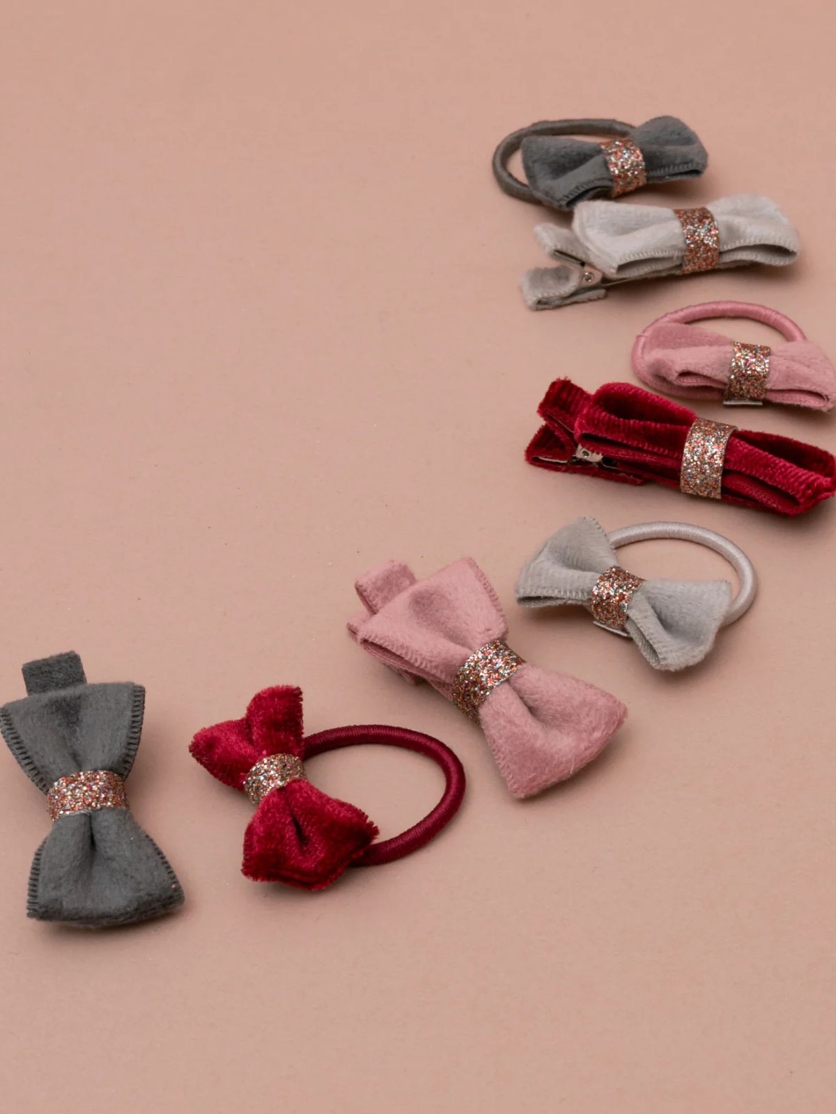 Christmas Velvet Bow Clips - Multi