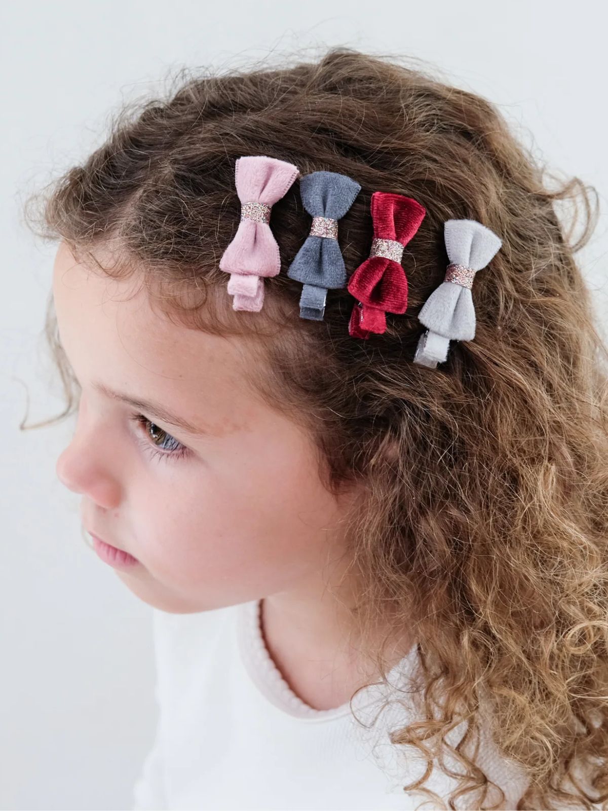 Christmas Velvet Bow Clips - Multi