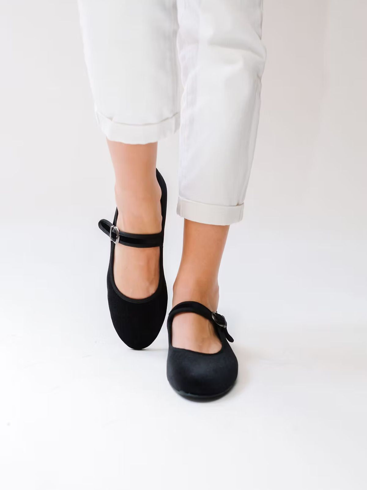 Iris Fashion - MOI LONDON - Mary Jane Velvet Shoe - Black