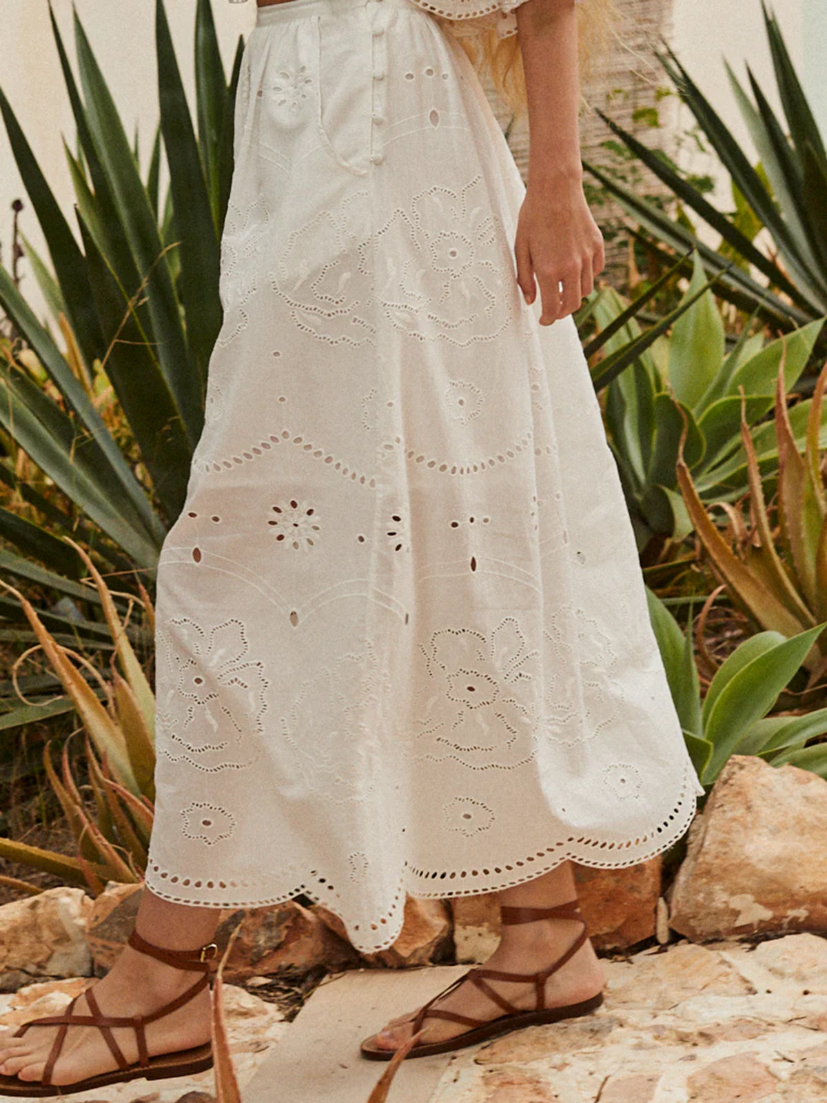 MabeL Cutwork Embroidered Skirt