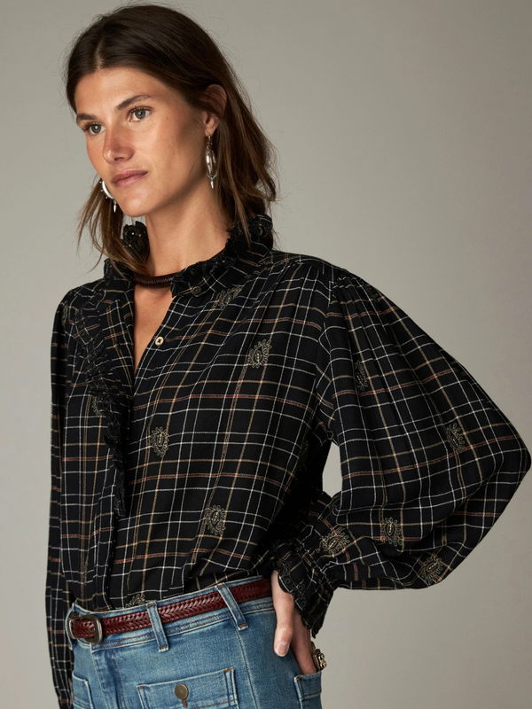 Coco Lurex Check Blouse - Black
