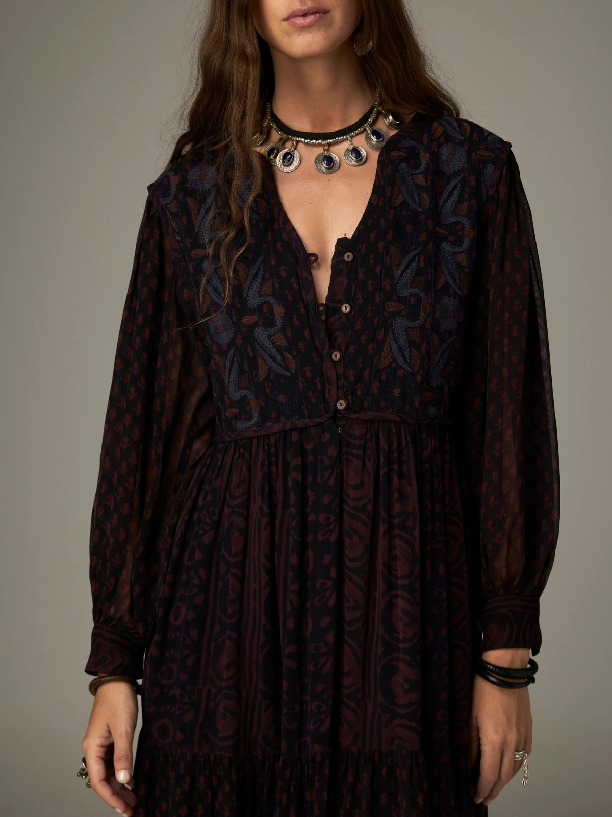 Emilia Print Dress - Brown