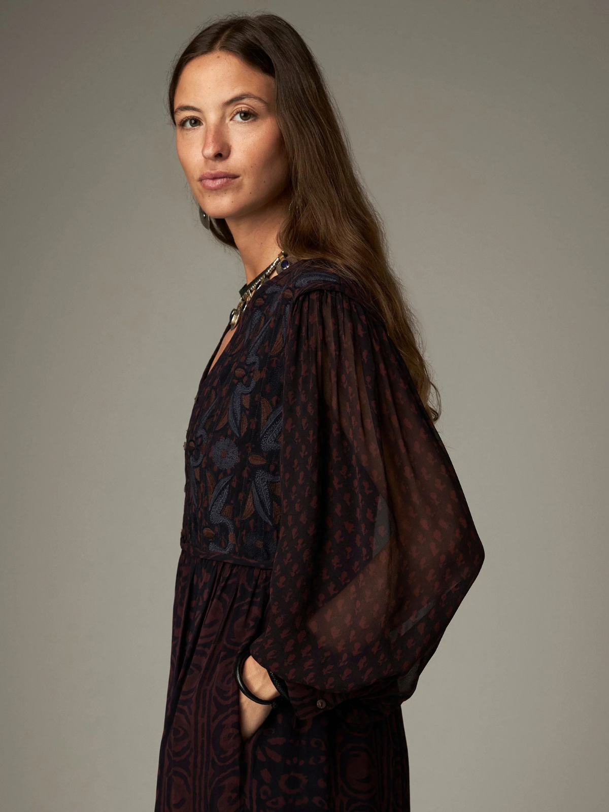 Emilia Print Dress - Brown
