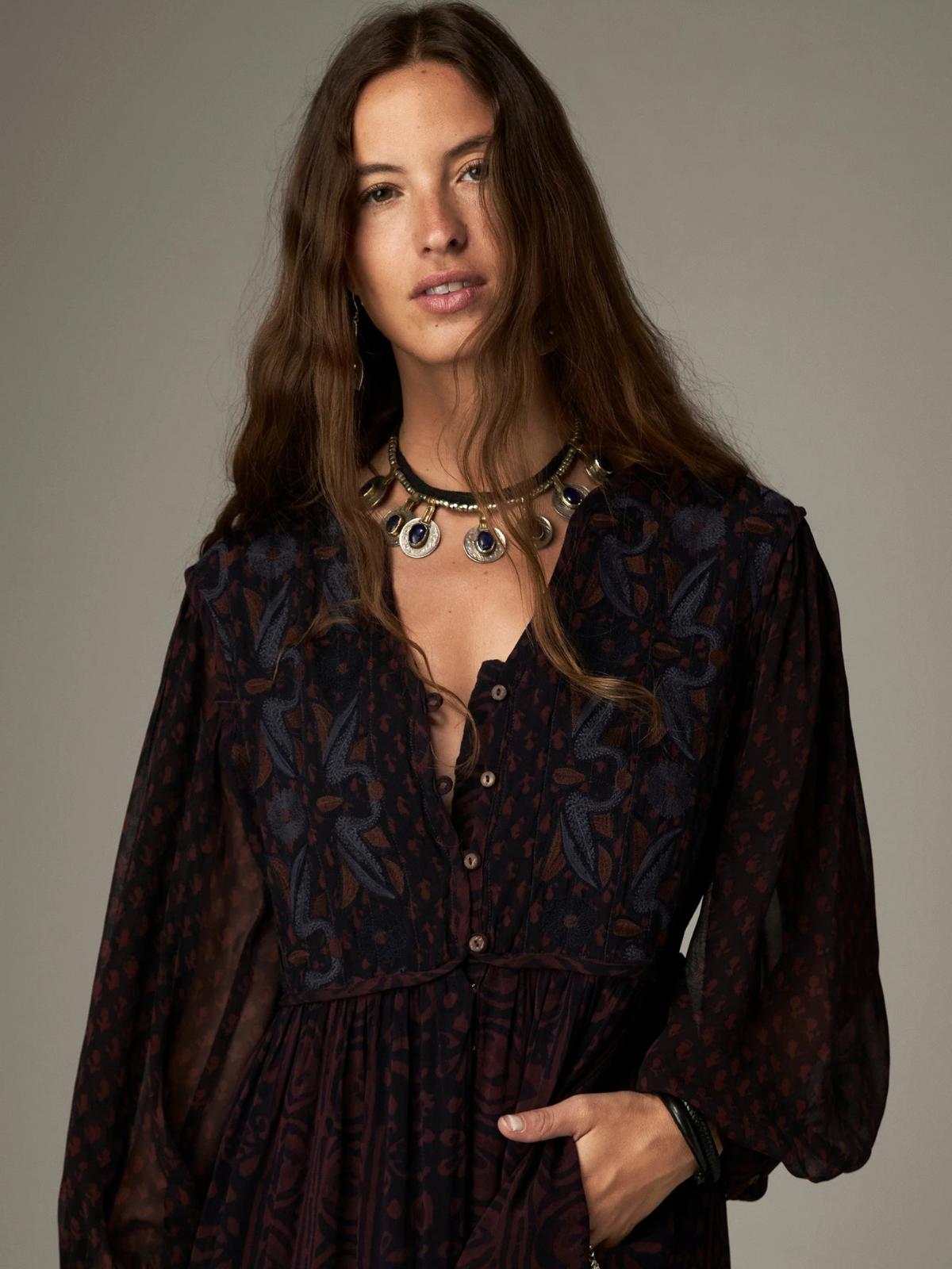 Emilia Print Dress - Brown