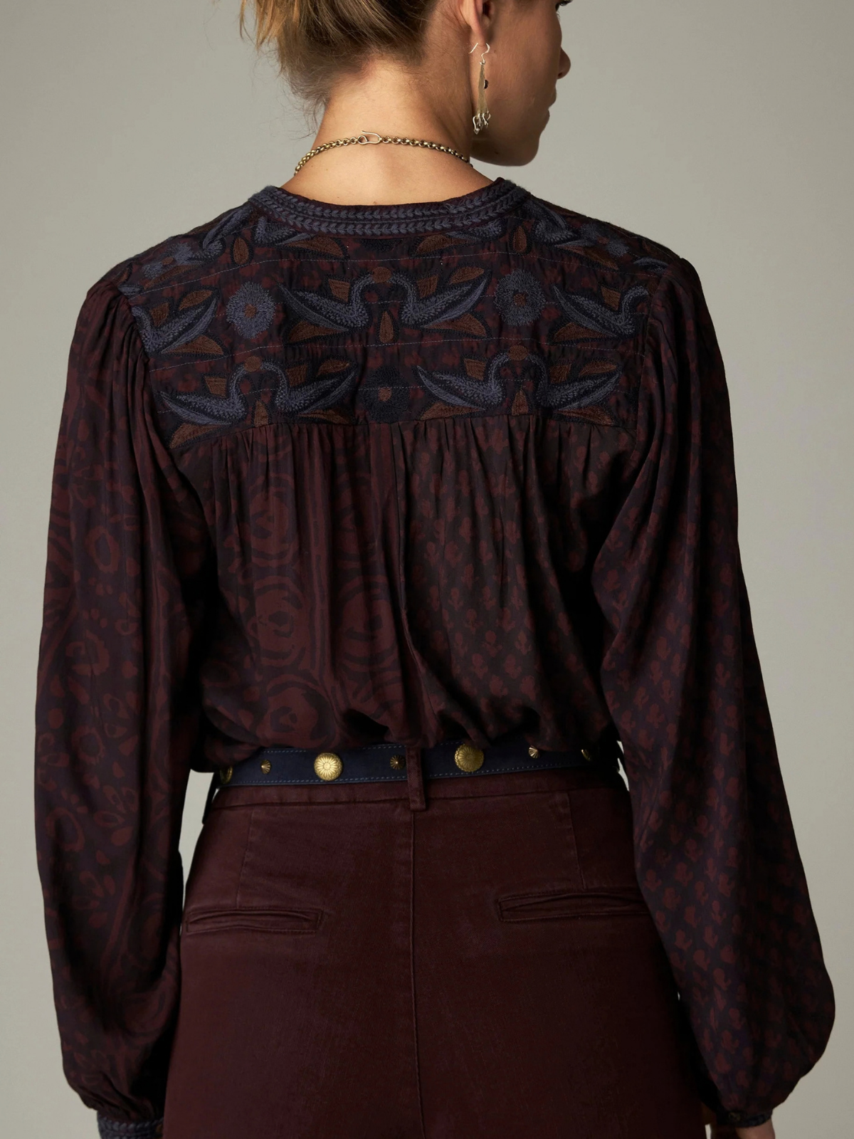 Marie Print Blouse - Brown
