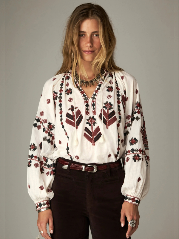 Robin Embroidered Blouse - Cream