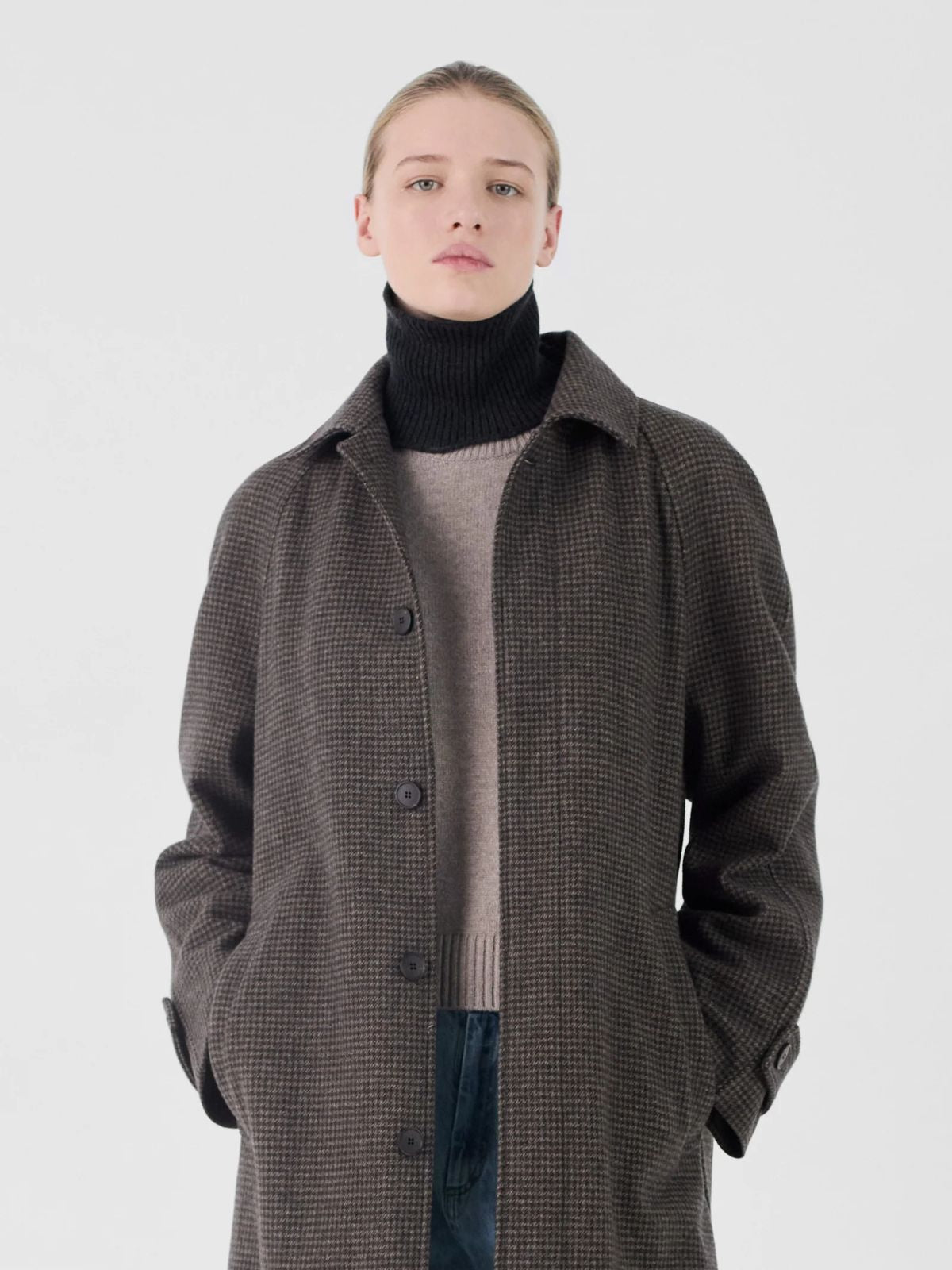 Ada Pied de Poule Coat - Navy
