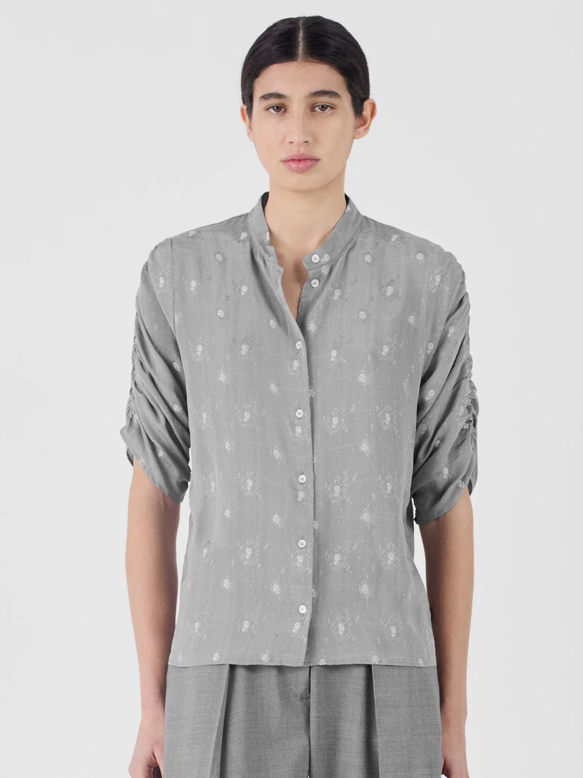 Carla Print Shirt - Silver