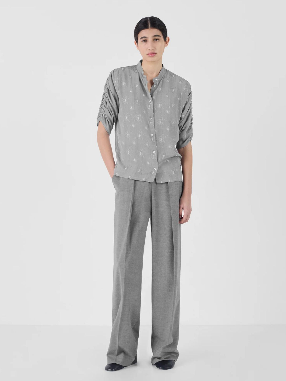 Carla Print Shirt - Silver